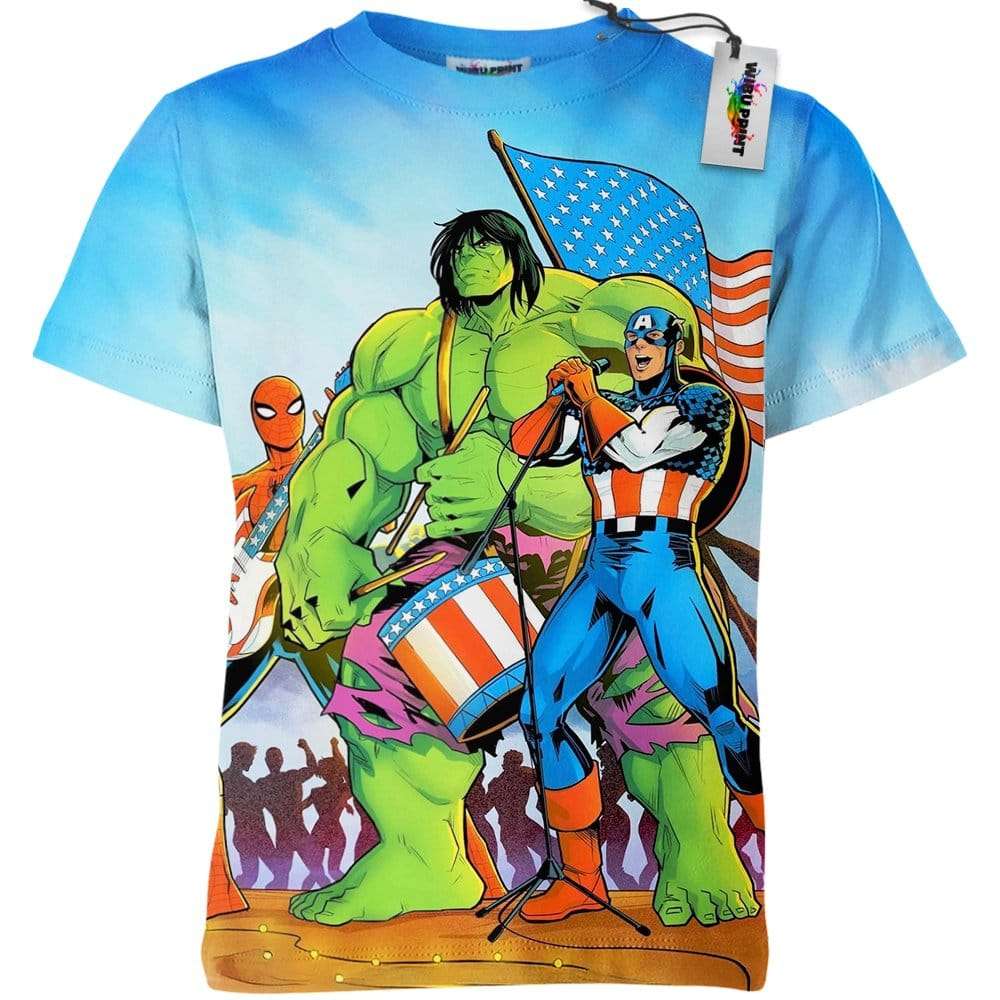 Captain America Spider Man Hulk July 4th Shirt Captain America Spider Man Hulk July 4th Shirt