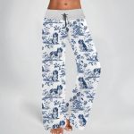 Cavalier King Charles Spaniel Contrast Wide Leg Pants For Women