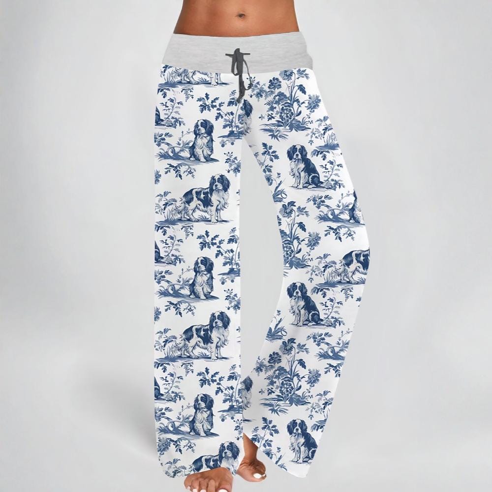 Cavalier King Charles Spaniel Contrast Wide Leg Pants For Women Cavalier King Charles Spaniel Contrast Wide Leg Pants For Women