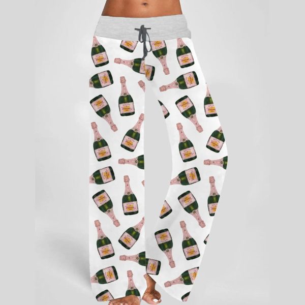 Champagne Bottle Contrast Wide Leg Pants For Women