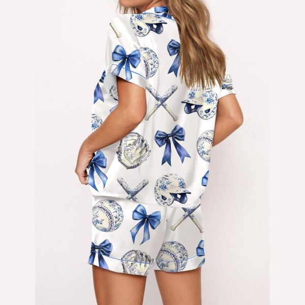 Chinoiserie Baseball Silky Satin Pajama Set