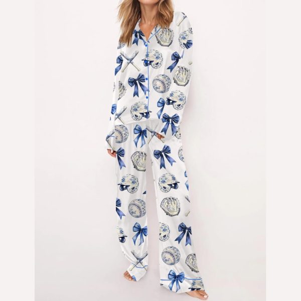Chinoiserie Baseball Silky Satin Pajama Set