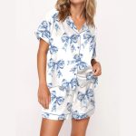 Chinoiserie Bow Silky Satin Pajama Set