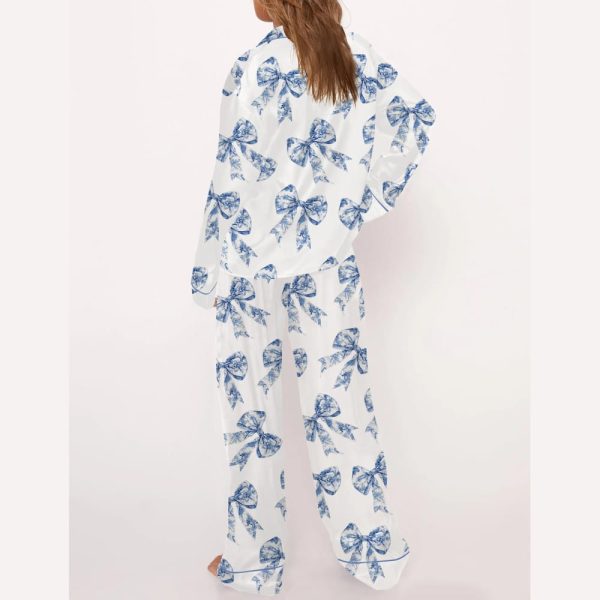 Chinoiserie Bow Silky Satin Pajama Set
