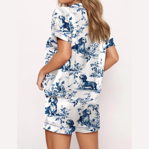 Chinoiserie Dachshund Silky Satin Pajama Set