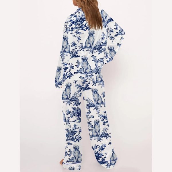 Chinoiserie Golden Retriever Silky Satin Pajama Set