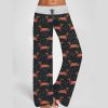 Christmas Dachshund Dog Contrast Wide Leg Pants For Women