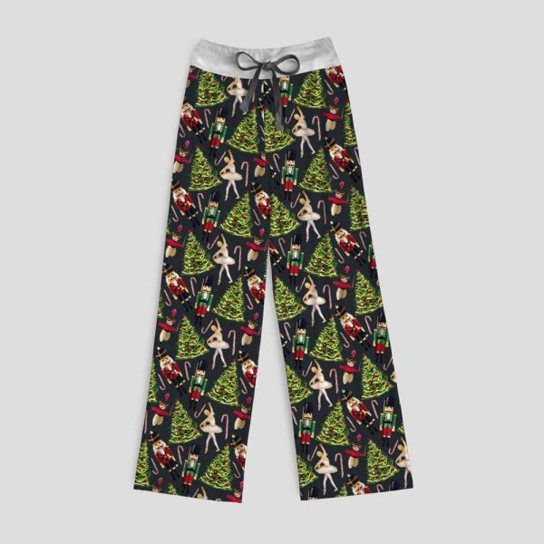 Christmas Nutcracker Ballet Contrast Wide Leg Pants For Women