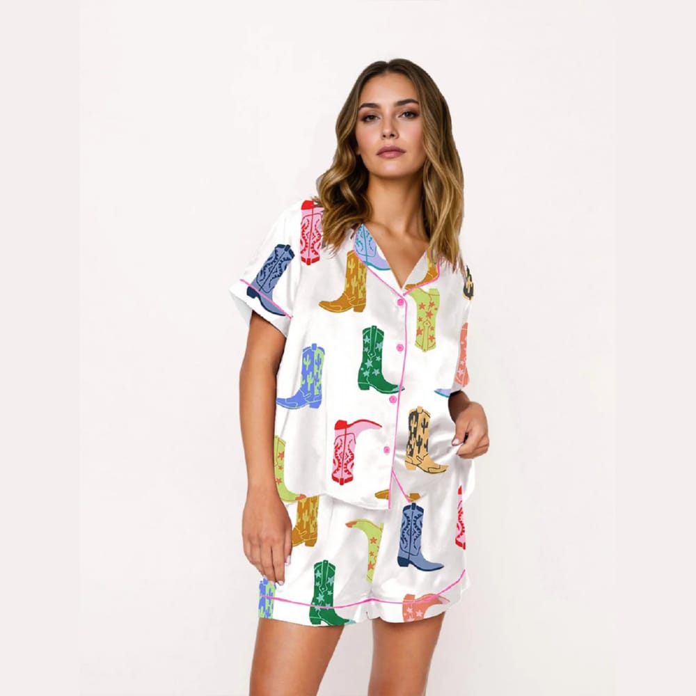 Colorful Cowboy Boot Pajama Set Colorful Cowboy Boot Pajama Set