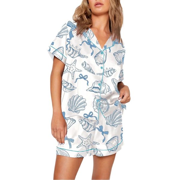 Coquette Seashell Coastal Summer Vibes Pajama Set
