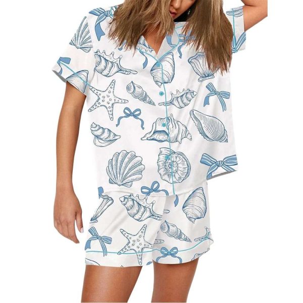 Coquette Seashell Coastal Summer Vibes Pajama Set