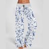 Corgi In Space Contrast Wide Leg Pants For Women