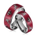 Crimson Tide Silver Tungsten Couples Rings