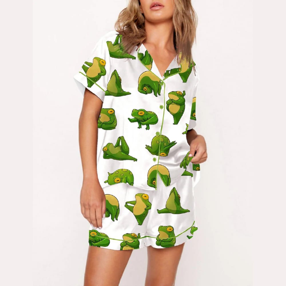 Cute Yoga Frogs Pajama Set Cute Yoga Frogs Pajama Set