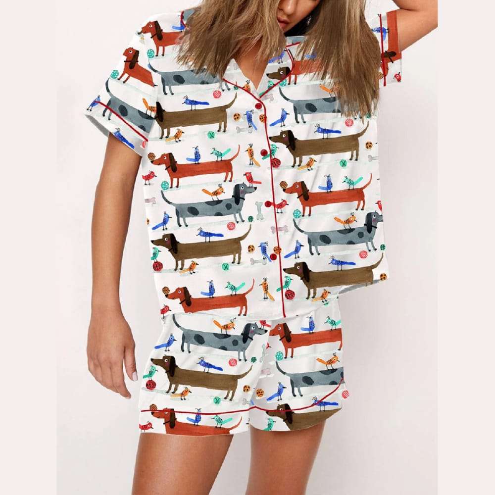 Dachshund And Birds Pajama Set Dachshund And Birds Pajama Set