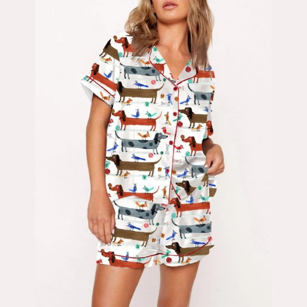 Dachshund And Birds Pajama Set