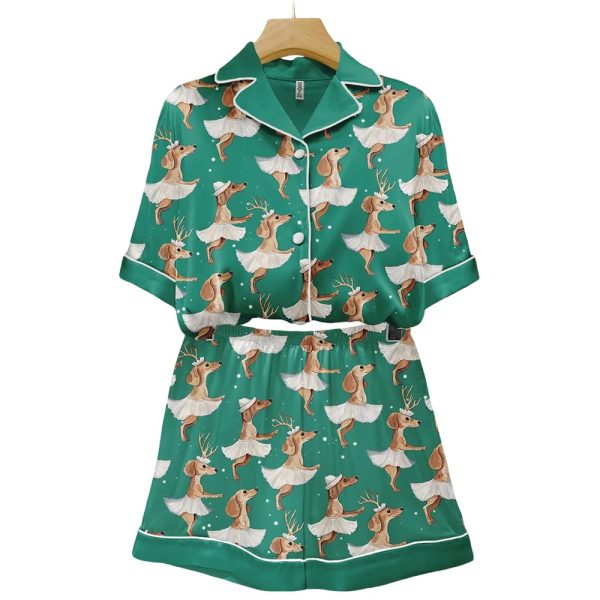 Dachshund Ballet Christmas Art Pajama Set