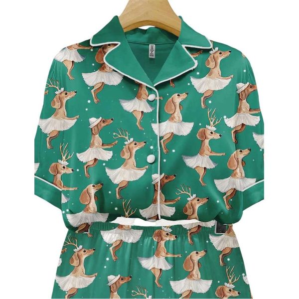 Dachshund Ballet Christmas Art Pajama Set