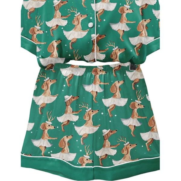 Dachshund Ballet Christmas Art Pajama Set