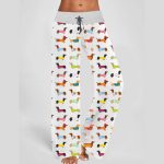 Dachshund Contrast Wide Leg Pants For Women