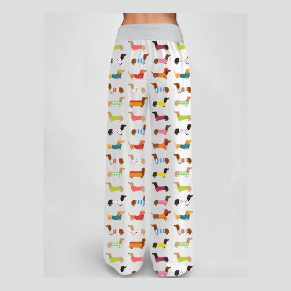 Dachshund Contrast Wide Leg Pants For Women