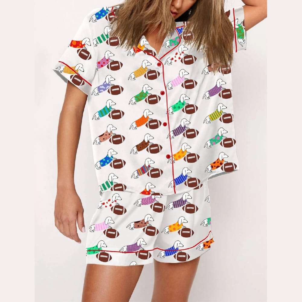 Dachshund Cute Dog Football Pajama Set Dachshund Cute Dog Football Pajama Set