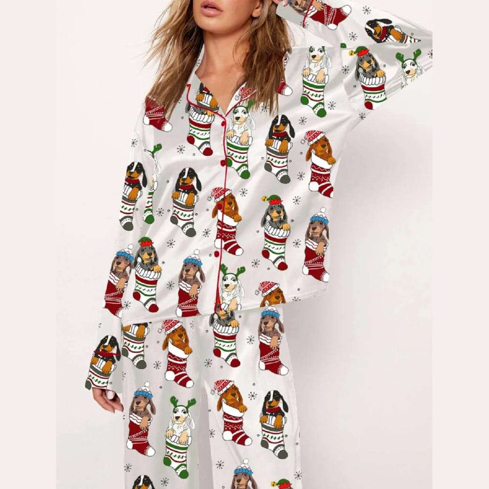 Dachshund Stockings Christmas Pajama Set Dachshund Stockings Christmas Pajama Set