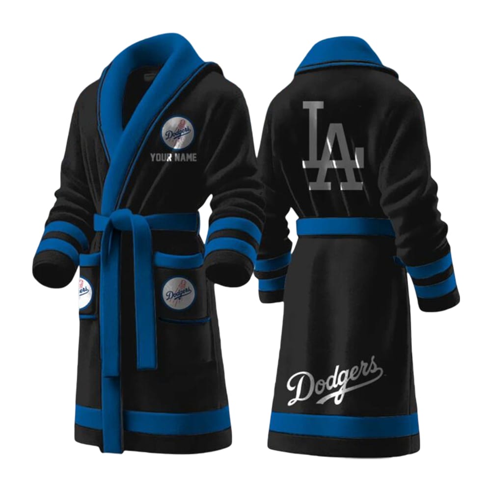 Dodgers Custom Name Fleece Bathrobe Dodgers Custom Name Fleece Bathrobe