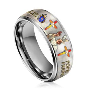 Pope Francis Silver Tungsten Couples Rings2