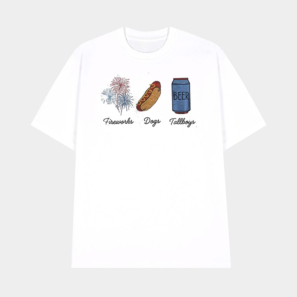FDT Fireworks Dogs Tallboys 4th Of July Shirt 1 FDT Fireworks Dogs Tallboys 4th Of July Shirt