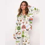 Farm Animals Mill Horse Cow Pig Chickens Donkey Sheep Trees Tractor Barn Pajama Set