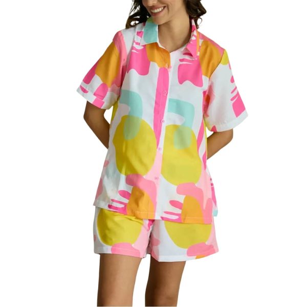 Fashionable Lady Wearing Glasses Pajama Set