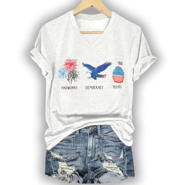 Fireworks Democracy Treats Independence Day FDT Shirt
