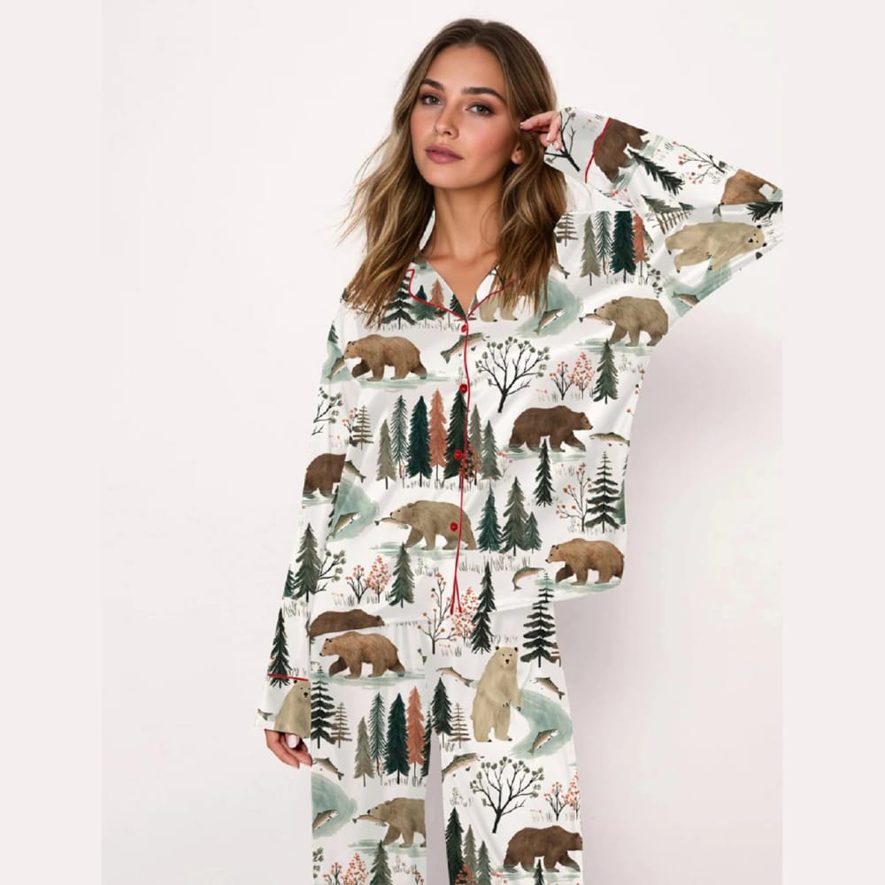 Fishing Bear Woodland Pajama Set Fishing Bear Woodland Pajama Set