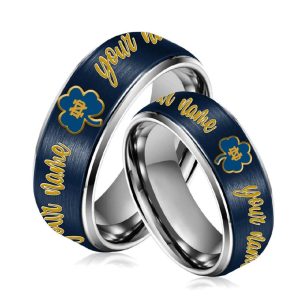 Notre Dame Football Silver Tungsten Couples Rings1