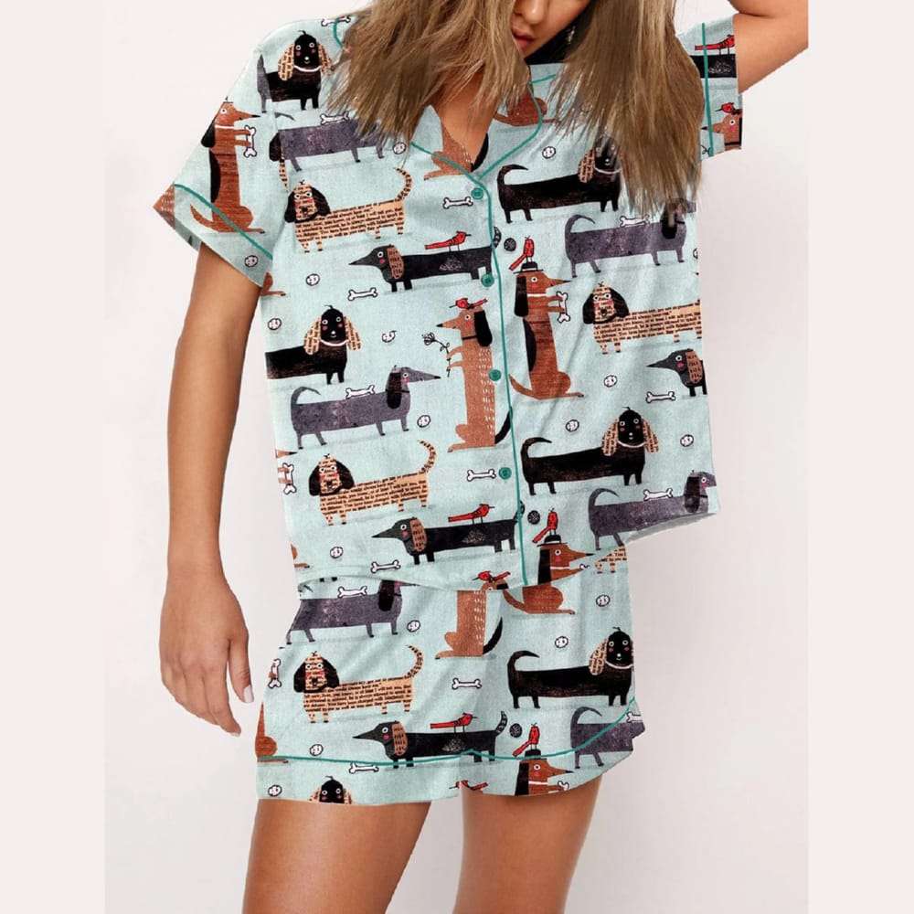 Funny Dachshund Art Print Pajama Set Funny Dachshund Art Print Pajama Set