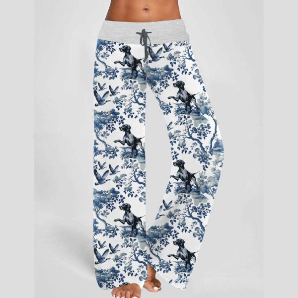 German Shorthaired Pointer Contrast Wide Leg Pants For Women