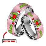Grnch Custom Name Silver Tungsten Couples Rings