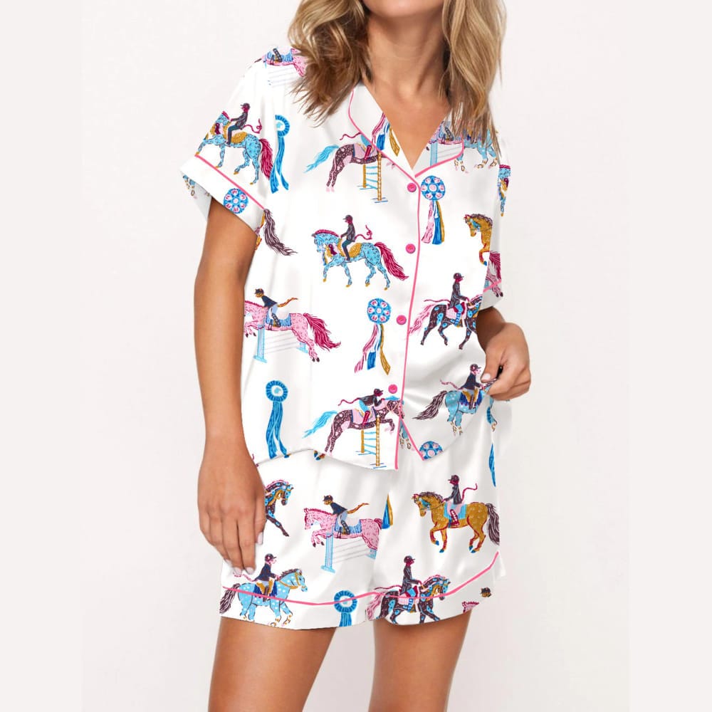 Horse Girls Silky Satin Pajama Set Horse Girls Silky Satin Pajama Set
