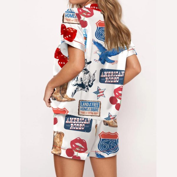 Independence Day Western Silky Satin Pajama Set