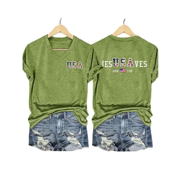 John 3 16 USA Jesus Saves Shirt