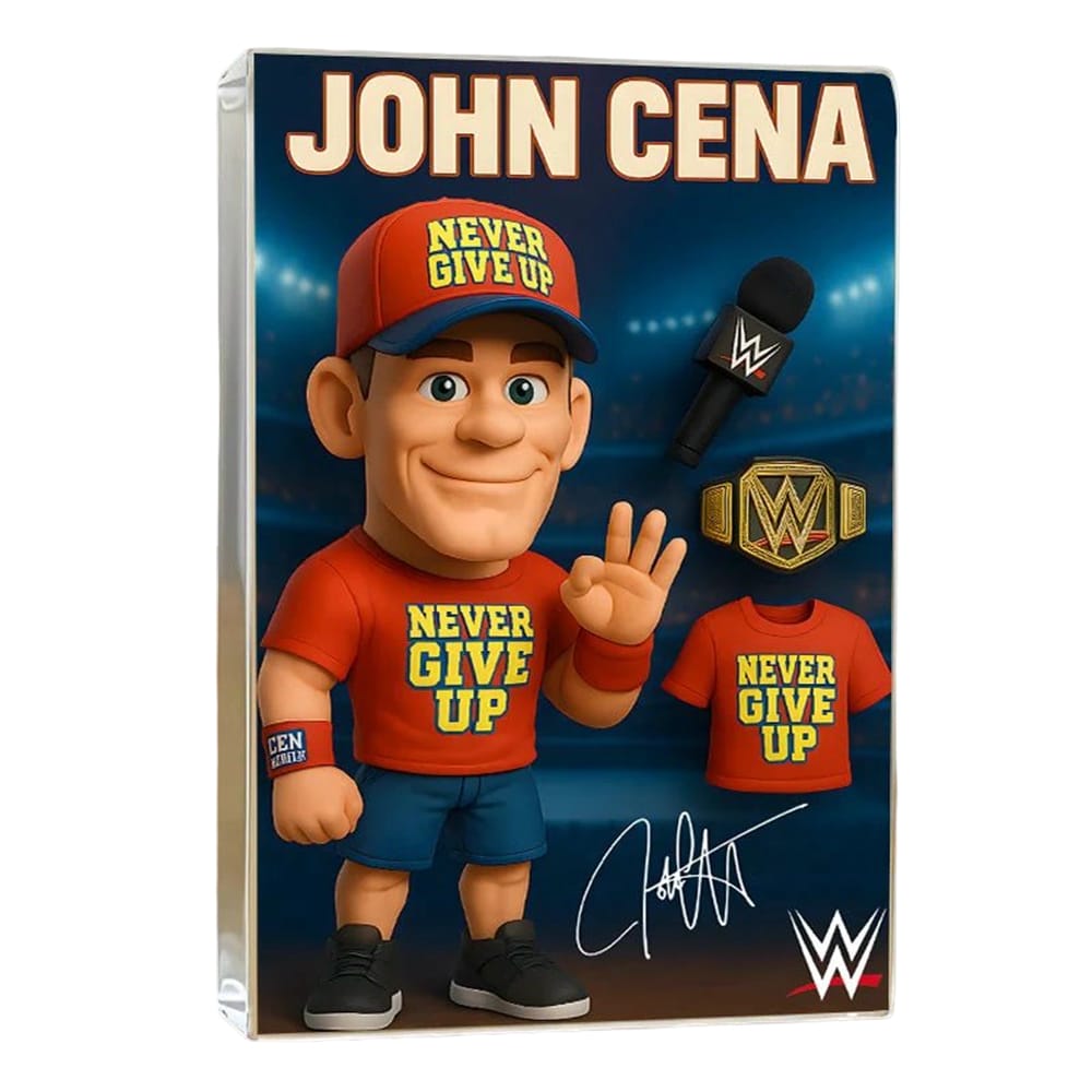 John Cena Never Give Up Acrylic Block Plaque John Cena Never Give Up Acrylic Block Plaque