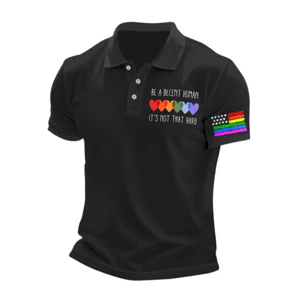 Man’s Vintage Be A Decent Human It’s Not That Hard Printed Polo Shirt