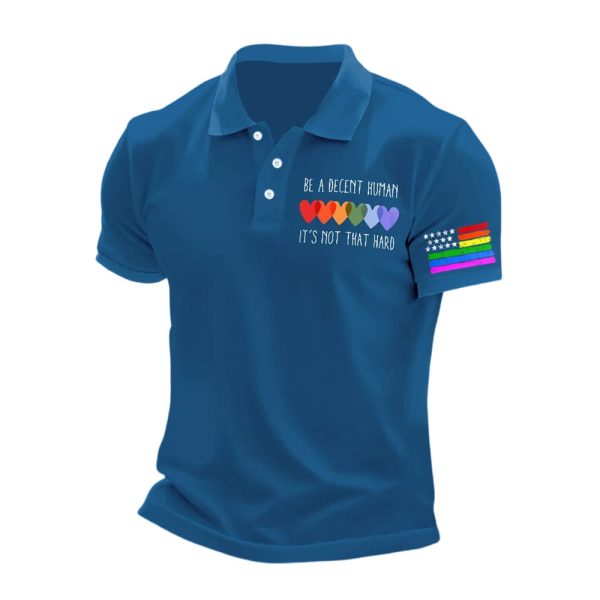 Man’s Vintage Be A Decent Human It’s Not That Hard Printed Polo Shirt