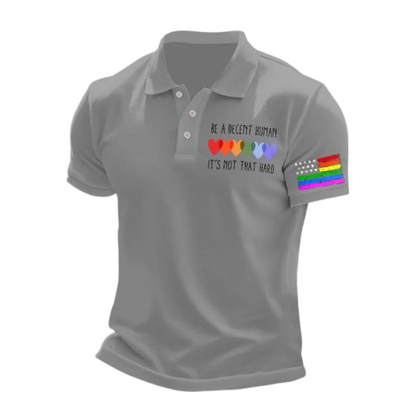 Man’s Vintage Be A Decent Human It’s Not That Hard Printed Polo Shirt