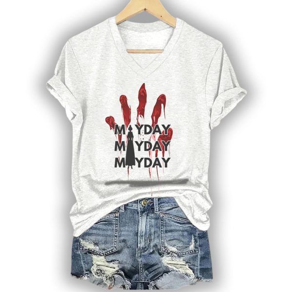 Mayday Mayday Mayday Red Handprint Resist Shirt
