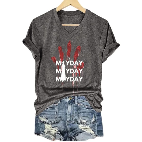 Mayday Mayday Mayday Red Handprint Resist Shirt