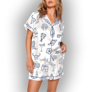Cowgirl Coastal Bachelorette Hand Drawn Whimsical Pajama Set