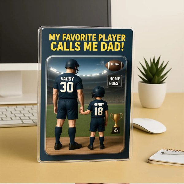My Favorite Player Calls Me Dad Personalized Football Action Figure Acrylic Block Plaque