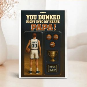 You Dunked Right Into My Heart Dad Basketball Custom Figure Acrylic Block Plaque